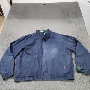 Members Only Jacket Mens XL Blue Bomber Full Zip Elastic Waist Plaid Lining